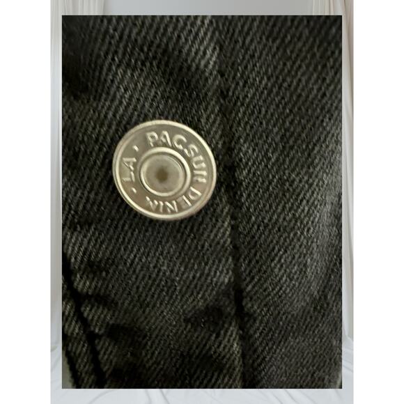 Pacsun Black Denim Jacket Sherpa Collar Rose Embroidery Women’s Size S - Picture 4 of 11